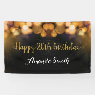 Alles Gute zum 20. Geburtstag! Schwarz-Gold-Glitze Banner