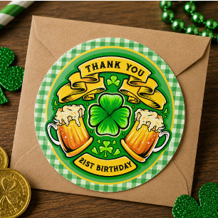 Alles Gute zum 21. Geburtstag am St. Patrick's Day Runder Aufkleber