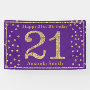 Alles Gute zum 21. Geburtstag Banner Lila und Gold