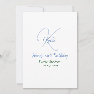Alles Gute zum 21. Geburtstag blau monogramm moder Einladung