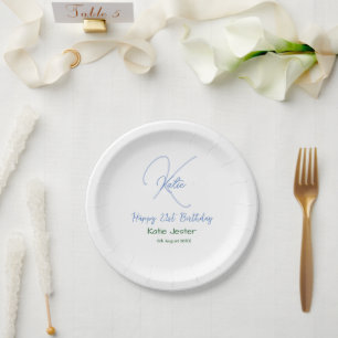 Alles Gute zum 21. Geburtstag blau monogramm moder Pappteller