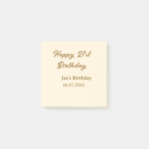 Alles Gute zum 21. Geburtstag braun Pastell Gelb N Post-it Klebezettel