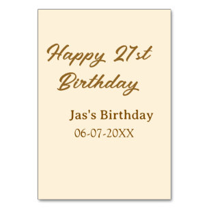 Alles Gute zum 21. Geburtstag braun Pastell Gelb N Tischnummer