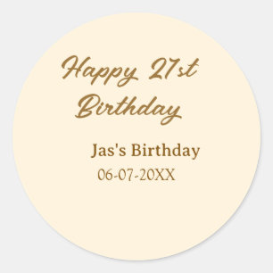 Alles Gute zum 21. Geburtstag braun pastellgelb Na Runder Aufkleber