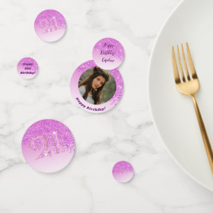 Alles Gute zum 21. Geburtstag Chic Falling Pink Gl Konfetti