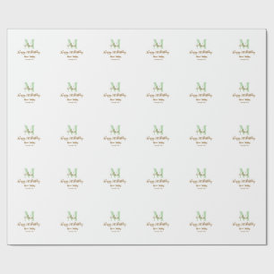 Alles Gute zum 21. Geburtstag grün Name Monogramm Geschenkpapier