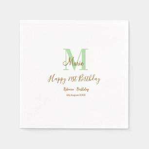 Alles Gute zum 21. Geburtstag grün Name Monogramm Serviette