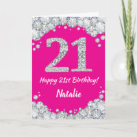 Alles Gute zum 21. Geburtstag Hot Pink und Silver 