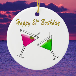 Alles Gute zum 21. Geburtstag Martinis Keramik Ornament