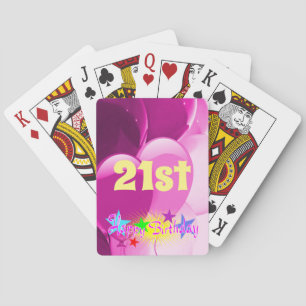 Alles Gute zum 21. Geburtstag Pink Balloons Spielkarten