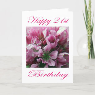 Alles Gute zum 21. Geburtstag Rosa und Grüne Blume Karte