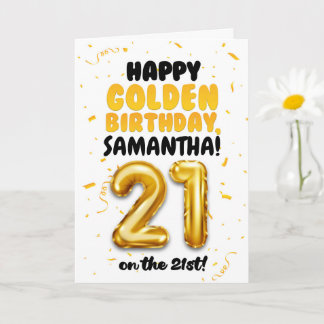 Alles Gute zum 21. goldenen Geburtstag, Custom Nam Karte