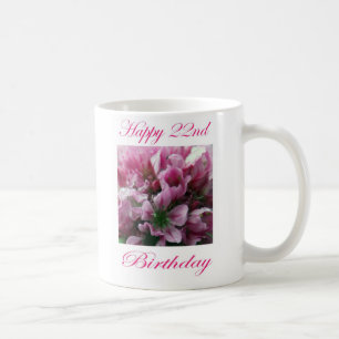 Alles Gute zum 22. Geburtstag Rosa und Grüne Blume Kaffeetasse