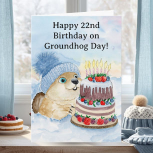 Alles Gute zum 22. Murmeltiertag-Geburtstag Karte
