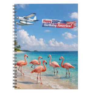 Alles Gute zum 250. Geburtstag Amerika Flamingos a Notizblock