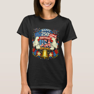 Alles Gute zum 250. Geburtstag USA Floral 4. Juli T-Shirt