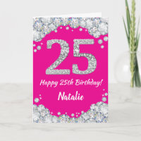 Alles Gute zum 25. Geburtstag Hot Pink und Silver 