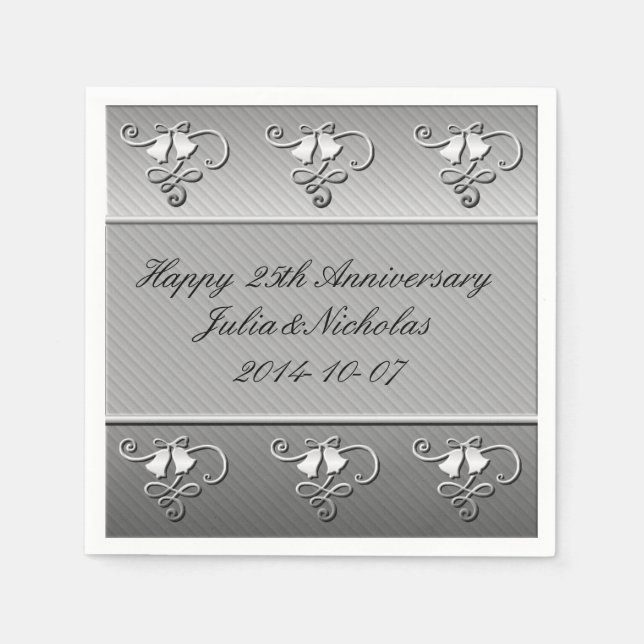 Alles Gute zum 25. Jubiläum Silver Napkins Serviette (Vorderseite)