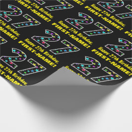 Alles Gute zum 27. Geburtstag, Fun Colorful Stars  Geschenkpapier