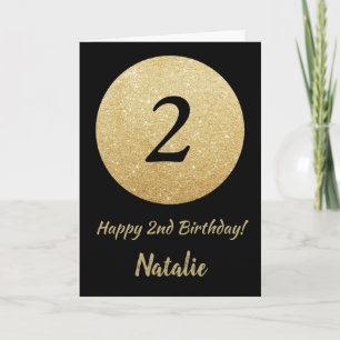 Alles Gute zum 2. Geburtstag Schwarz und Gold Glit Karte