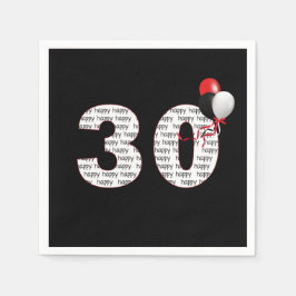 Alles Gute zum 30. Geburtstag auf Black Napkins Serviette