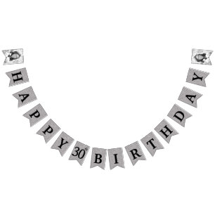 Alles Gute zum 30. Geburtstag Foto Silber Glitter Wimpelkette