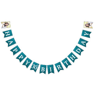 Alles Gute zum 30. Geburtstag Foto Türkis Glitter Wimpelkette