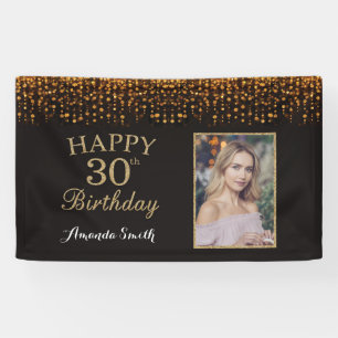 Alles Gute zum 30. Geburtstag! Gold Glitzer Foto Banner