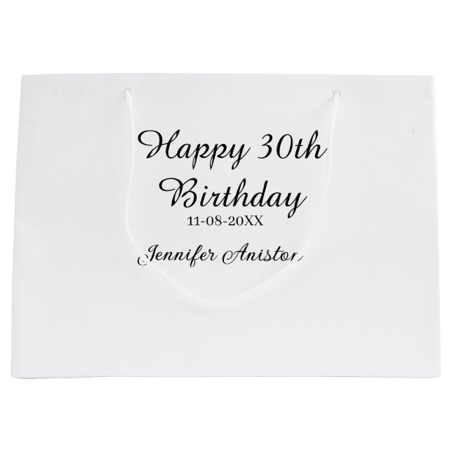 Alles Gute zum 30. Geburtstag hinzufügen Name Datu Große Geschenktüte (Vorderseite)