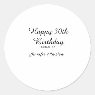 Alles Gute zum 30. Geburtstag hinzufügen Name Datu Runder Aufkleber