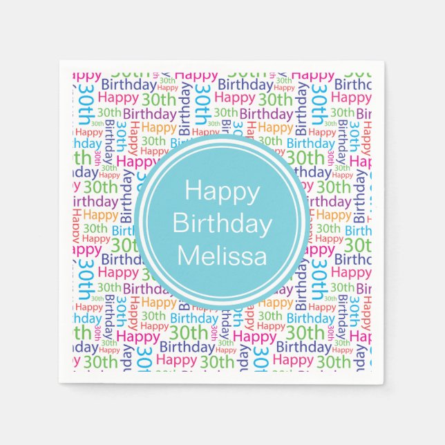 Alles Gute zum 30. Geburtstag Individuelle Name Serviette (Vorderseite)