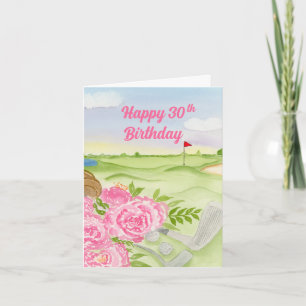 Alles Gute zum 30. Geburtstag Peonies On Golf Cour Karte