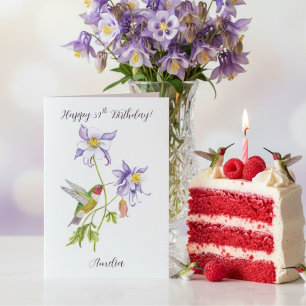 Alles Gute zum 39. Geburtstag Columbine mit Kolibr Karte