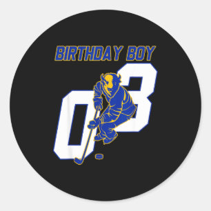 Alles Gute zum 3. Geburtstag Junge Hockey Bison Ei Runder Aufkleber
