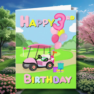 Alles Gute zum 3. Geburtstag Polka Dot Pink Girly Karte