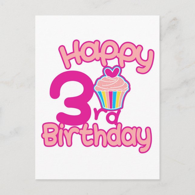 Alles Gute zum 3. Geburtstag! Postkarte (Vorderseite)