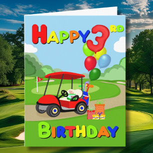Alles Gute zum 3. Geburtstag Red Boys Golf Karte