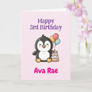 Alles Gute zum 3. Geburtstag, Süßer Pinguin, Perso Karte