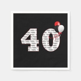 Alles Gute zum 40. Geburtstag auf schwarz Serviette