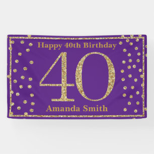 Alles Gute zum 40. Geburtstag Banner Lila und Gold