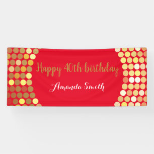 Alles Gute zum 40. Geburtstag Banner Red Gold Glit