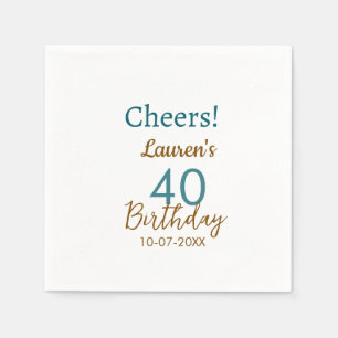 Alles Gute zum 40. Geburtstag Name Datum braun Tür Serviette