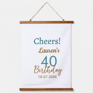 Alles Gute zum 40. Geburtstag Name Datum braun Tür Wandteppich Mit Holzrahmen