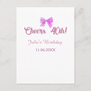 Alles Gute zum 40. Geburtstag Name Datum mauve ros Postkarte