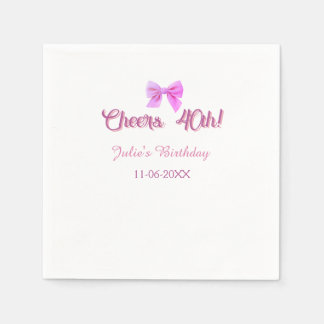 Alles Gute zum 40. Geburtstag Name Datum mauve ros Serviette
