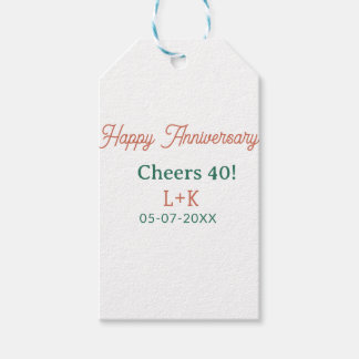 Alles Gute zum 40. Hochzeitstag orange grün Name D Geschenkanhänger