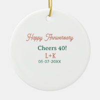Alles Gute zum 40. Hochzeitstag orange grün Name D