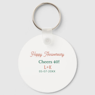 Alles Gute zum 40. Hochzeitstag orange grün Name D Schlüsselanhänger