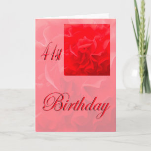 Alles Gute zum 41. Geburtstag Dianthus Rote Blume Karte