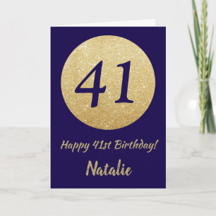 Alles Gute zum 41. Geburtstag Navy Blau und Gold G Karte
